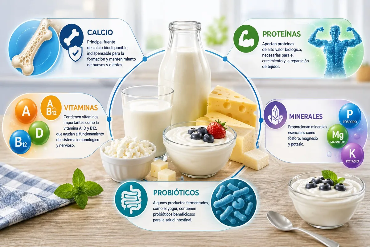 Variedad de productos lácteos ricos en nutrientes